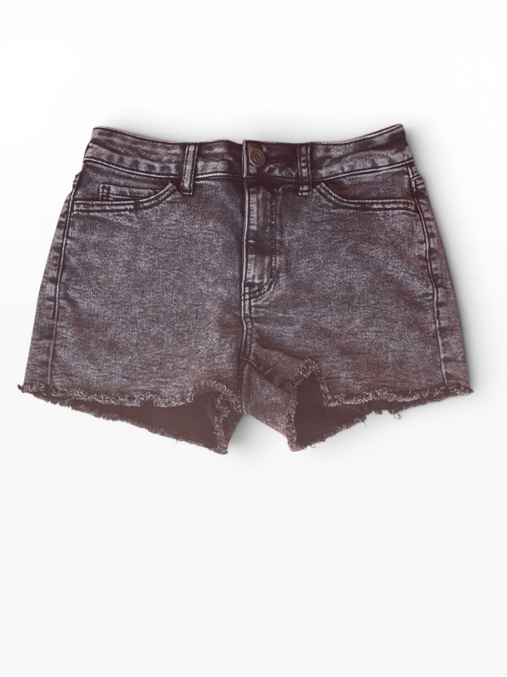 High-Rise Acid Wash Denim Jean Shorts - Gray